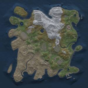 Thumbnail Rust Map: Procedural Map, Size: 3500, Seed: 16402, 14 Monuments