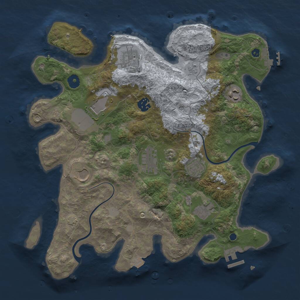 Rust Map: Procedural Map, Size: 3500, Seed: 16402, 14 Monuments