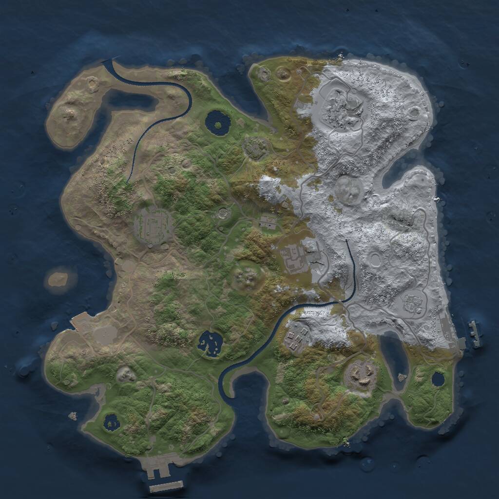 Rust Map: Procedural Map, Size: 3000, Seed: 274247735, 12 Monuments