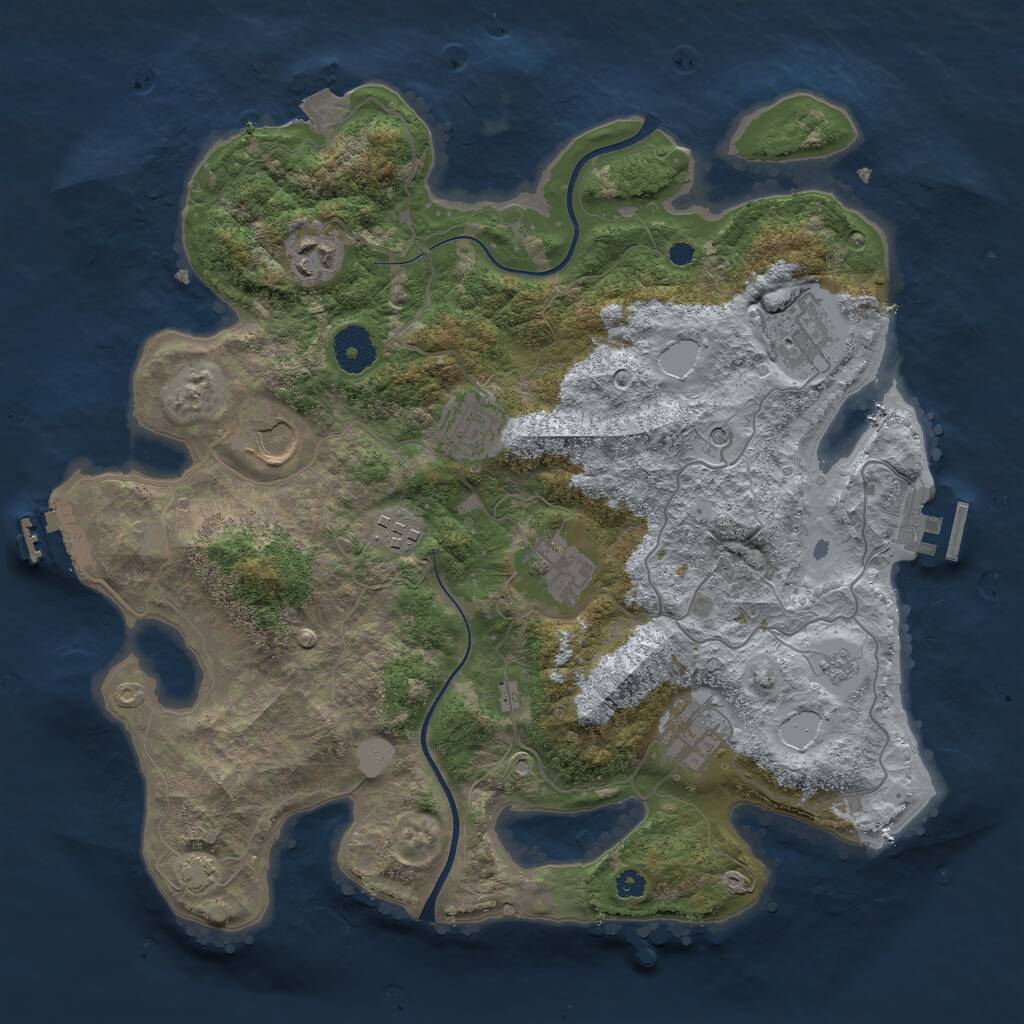 Rust Map: Procedural Map, Size: 3500, Seed: 28504244, 13 Monuments