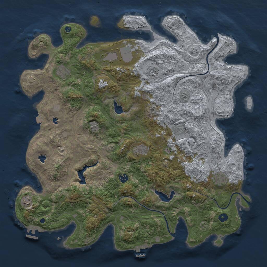 Rust Map: Procedural Map, Size: 4500, Seed: 1728339445, 15 Monuments