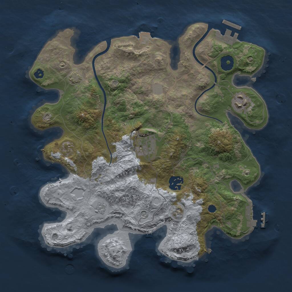 Rust Map: Procedural Map, Size: 3000, Seed: 630851918, 9 Monuments