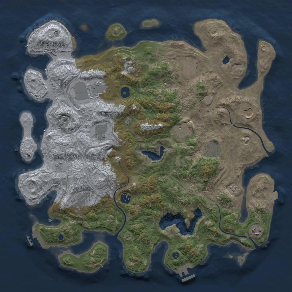 Rust Map: Procedural Map, Size: 4250, Seed: 1913244420, 17 Monuments