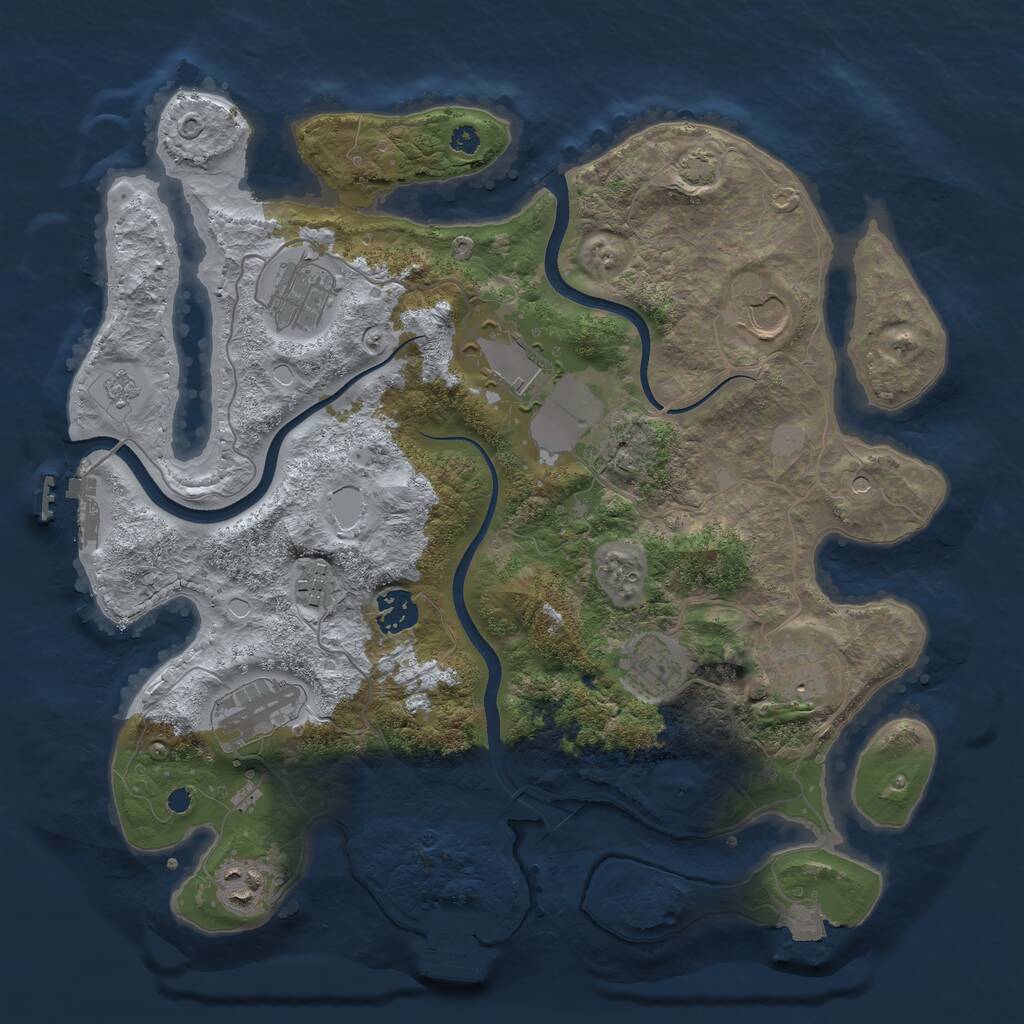 Rust Map: Procedural Map, Size: 3550, Seed: 76134156, 15 Monuments