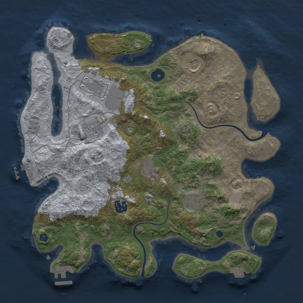 Rust Map: Procedural Map, Size: 3550, Seed: 76134156, 13 Monuments