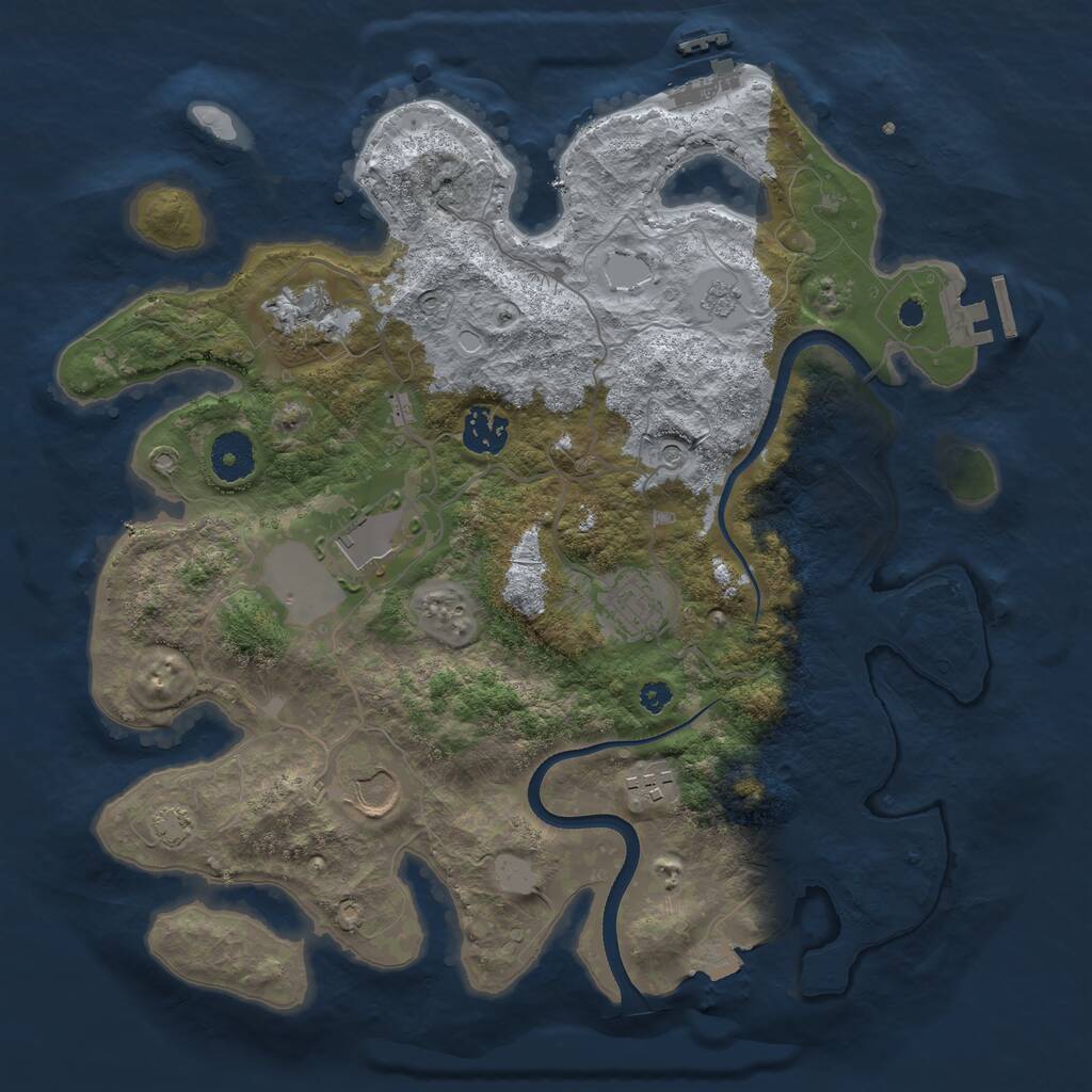 Rust Map: Procedural Map, Size: 3500, Seed: 1263300824, 12 Monuments