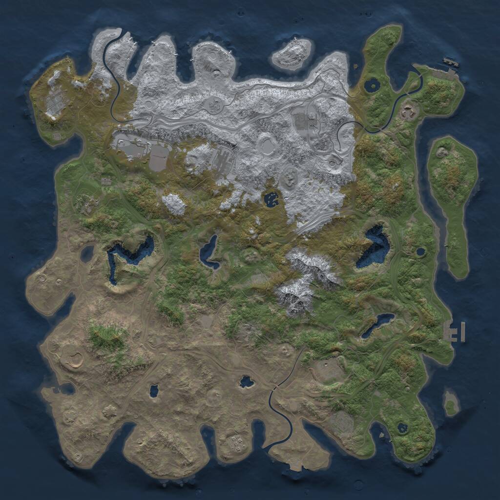 Rust Map: Procedural Map, Size: 5000, Seed: 7265, 17 Monuments