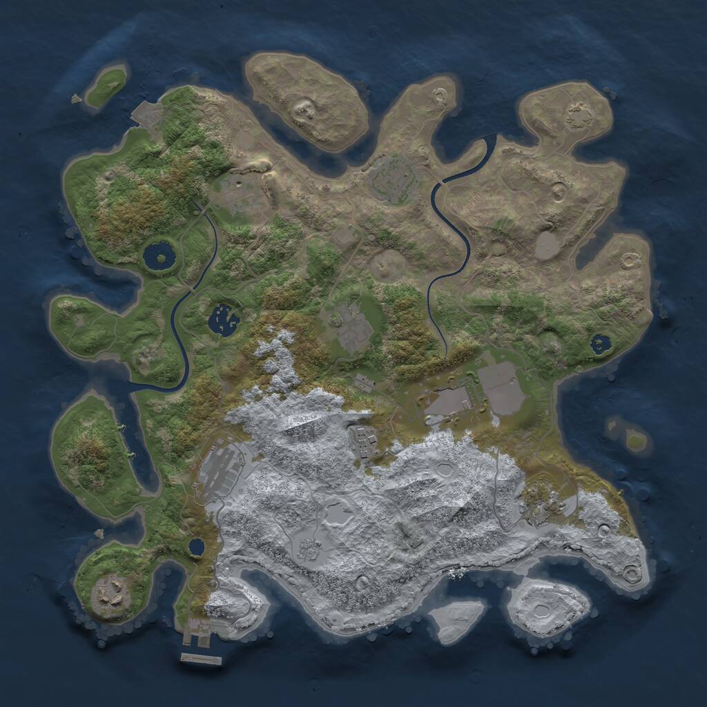 Rust Map: Procedural Map, Size: 3500, Seed: 1545757853, 13 Monuments