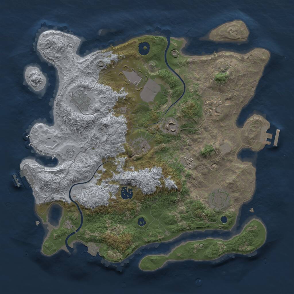 Rust Map: Procedural Map, Size: 3500, Seed: 1623013450, 14 Monuments