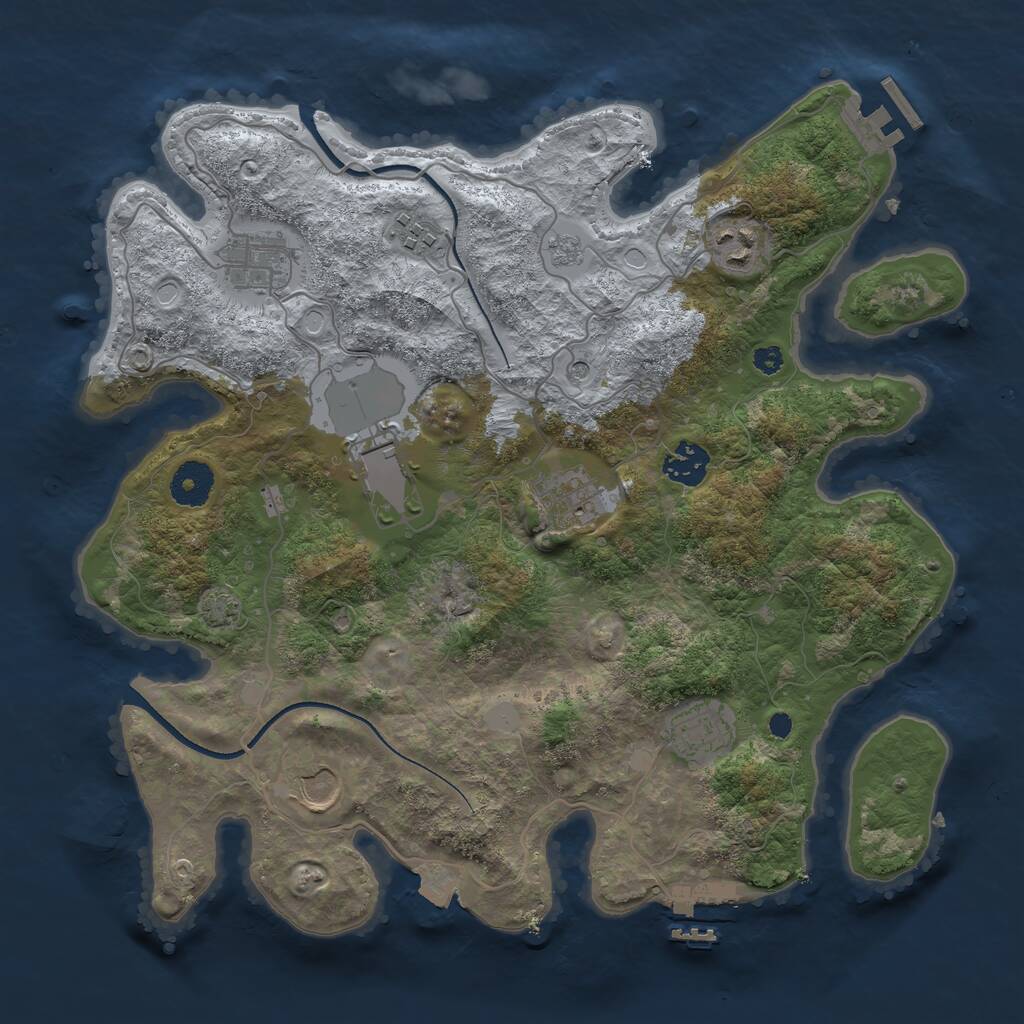 Rust Map: Procedural Map, Size: 3500, Seed: 381567001, 14 Monuments