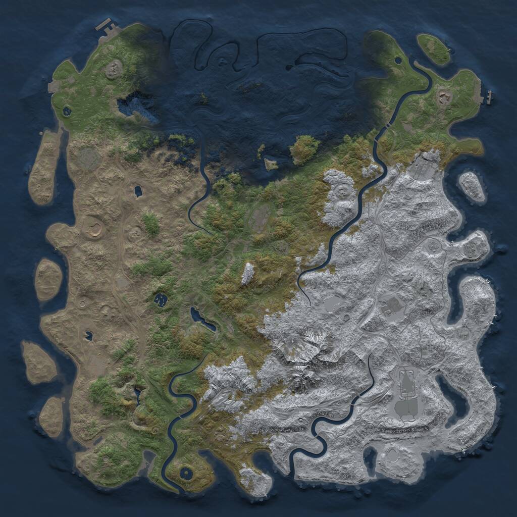 Rust Map: Procedural Map, Size: 6000, Seed: 50003, 17 Monuments
