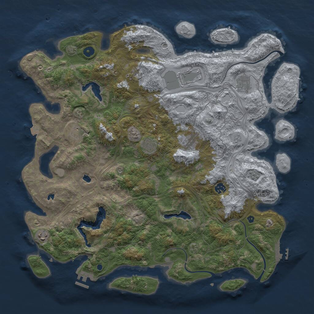 Rust Map: Procedural Map, Size: 4500, Seed: 2040604450, 15 Monuments