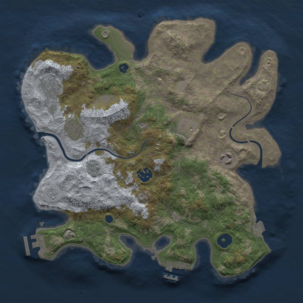 Rust Map: Procedural Map, Size: 3200, Seed: 323169229, 12 Monuments