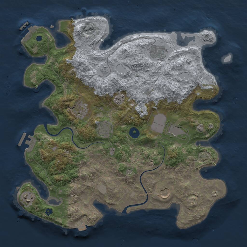 Rust Map: Procedural Map, Size: 3500, Seed: 957700487, 13 Monuments