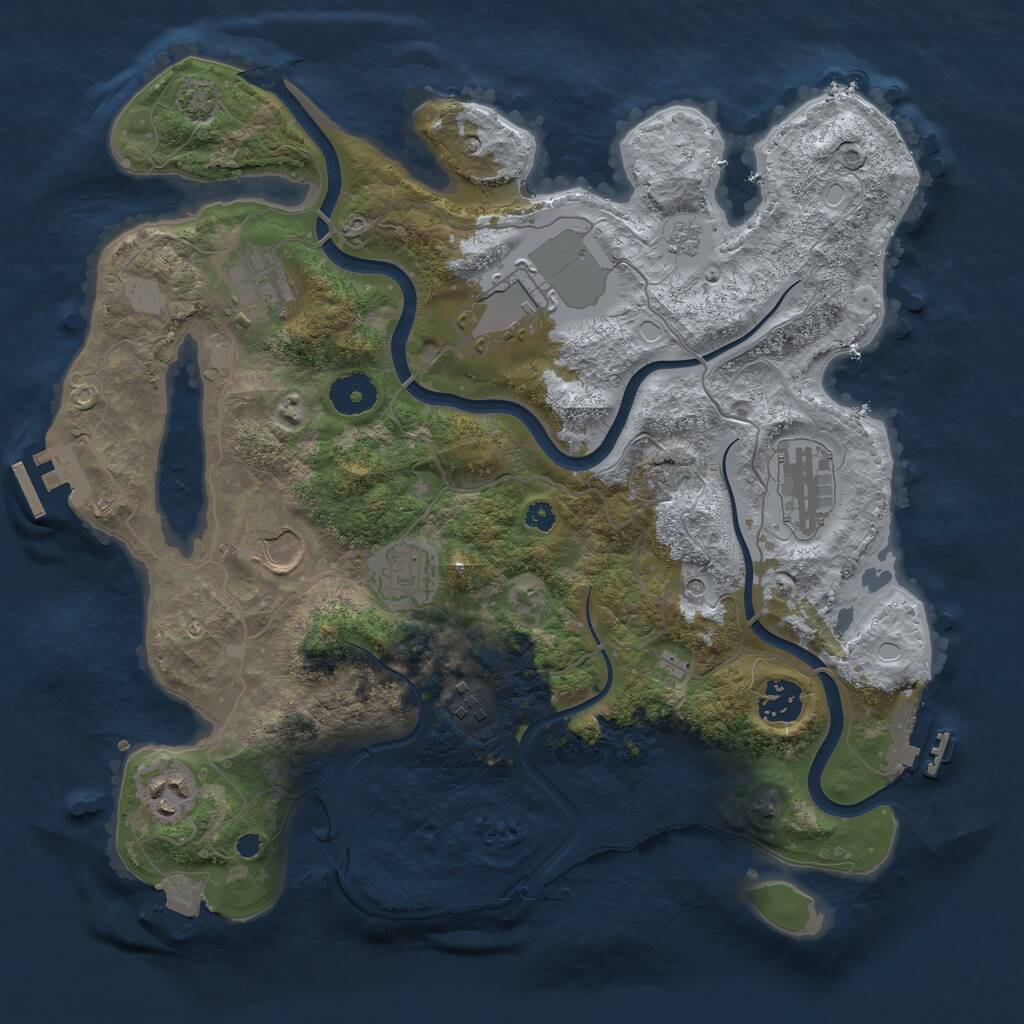 Rust Map: Procedural Map, Size: 3500, Seed: 1316321632, 14 Monuments