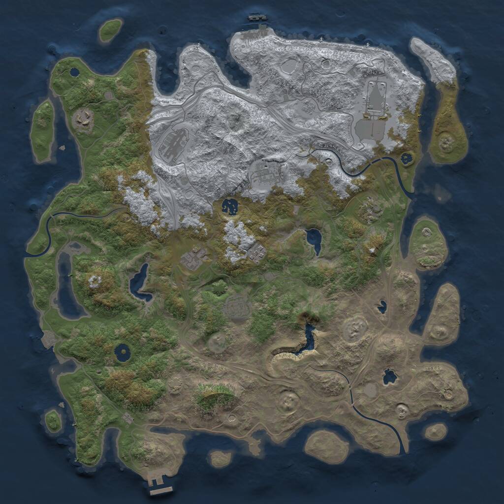 Rust Map: Procedural Map, Size: 4500, Seed: 1353256367, 15 Monuments