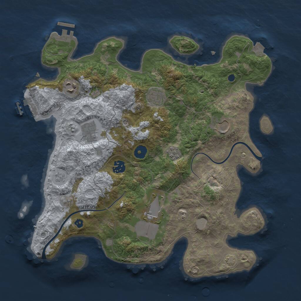 Rust Map: Procedural Map, Size: 3500, Seed: 53728, 13 Monuments