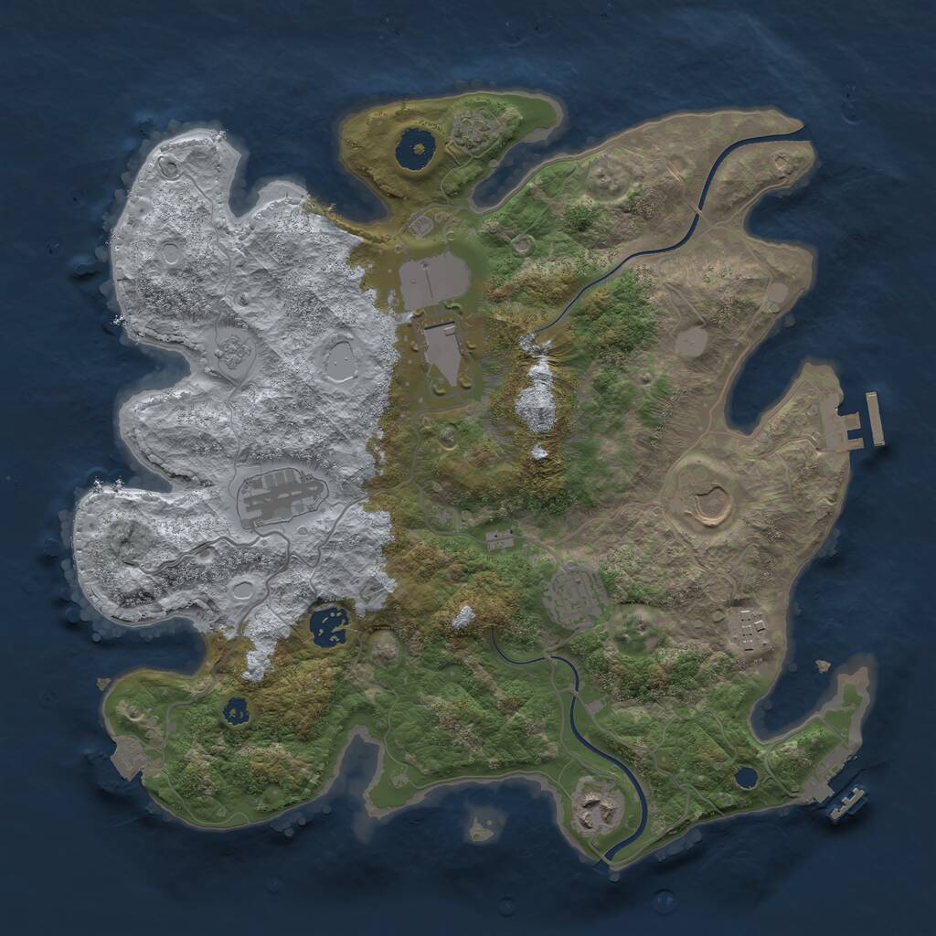 Rust Map: Procedural Map, Size: 3500, Seed: 370820018, 12 Monuments