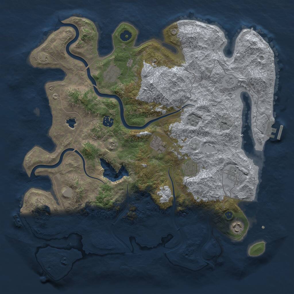 Rust Map: Procedural Map, Size: 4000, Seed: 1954221991, 13 Monuments
