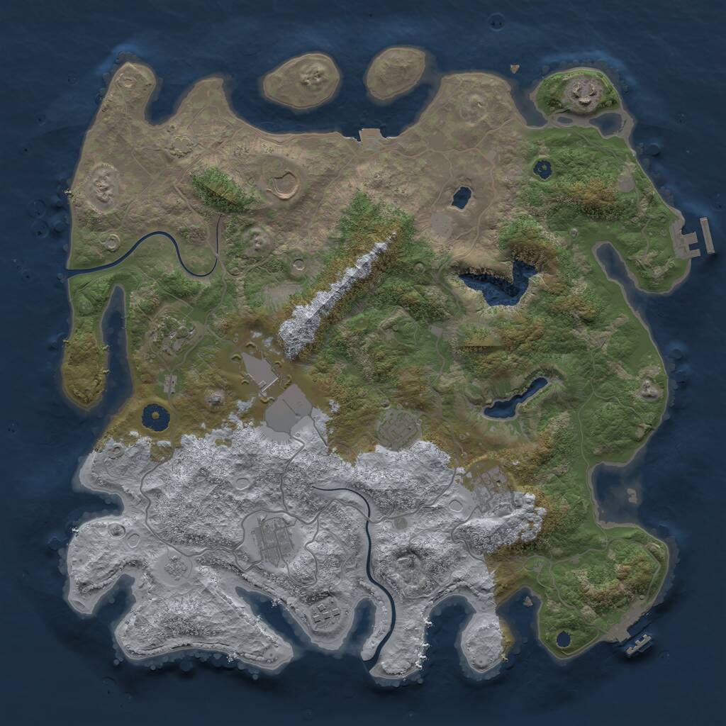 Rust Map: Procedural Map, Size: 4000, Seed: 205565, 14 Monuments
