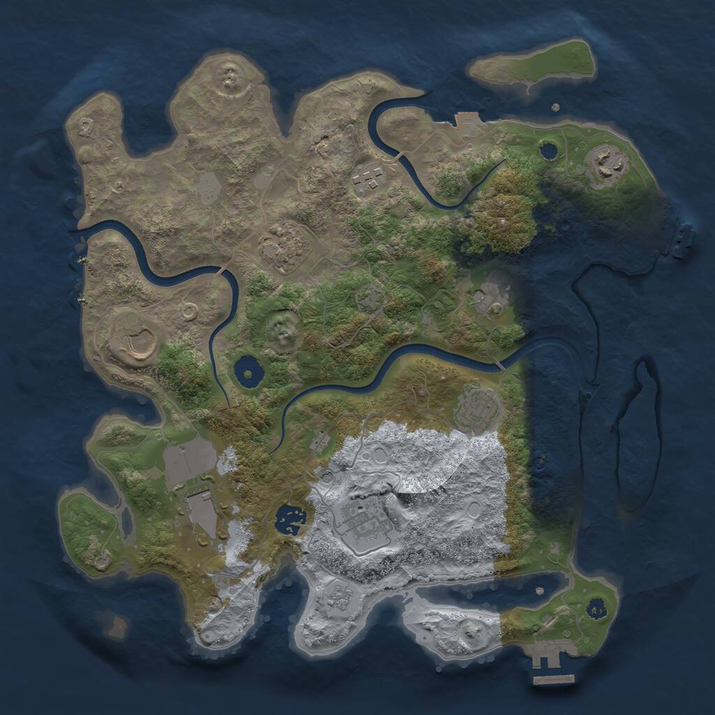 Rust Map: Procedural Map, Size: 3500, Seed: 354283, 15 Monuments