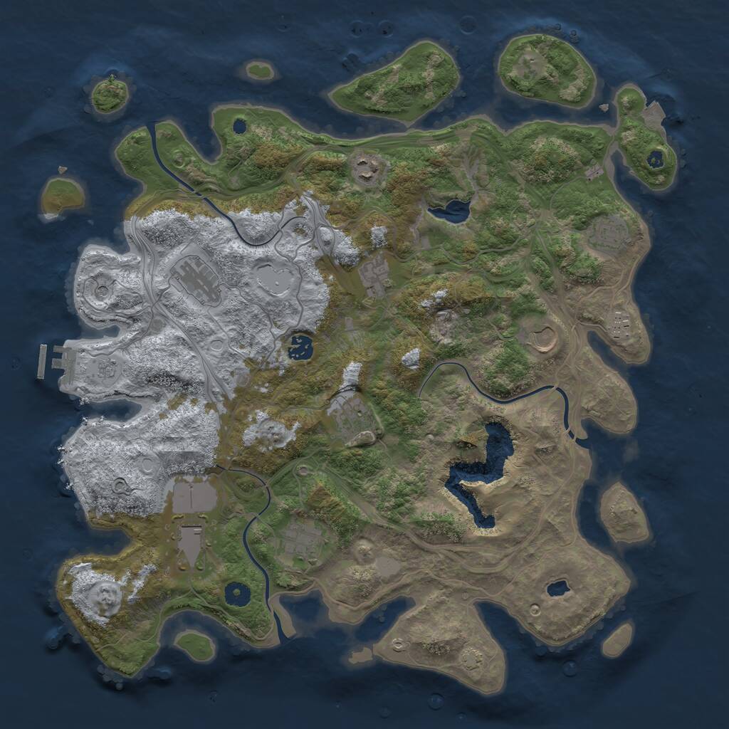 Rust Map: Procedural Map, Size: 4250, Seed: 1361354649, 15 Monuments