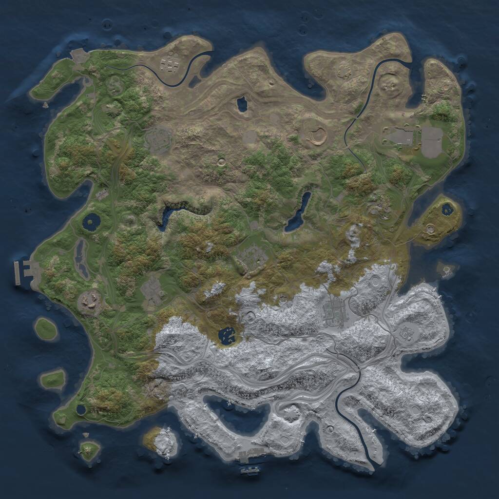Rust Map: Procedural Map, Size: 4250, Seed: 873415443, 16 Monuments