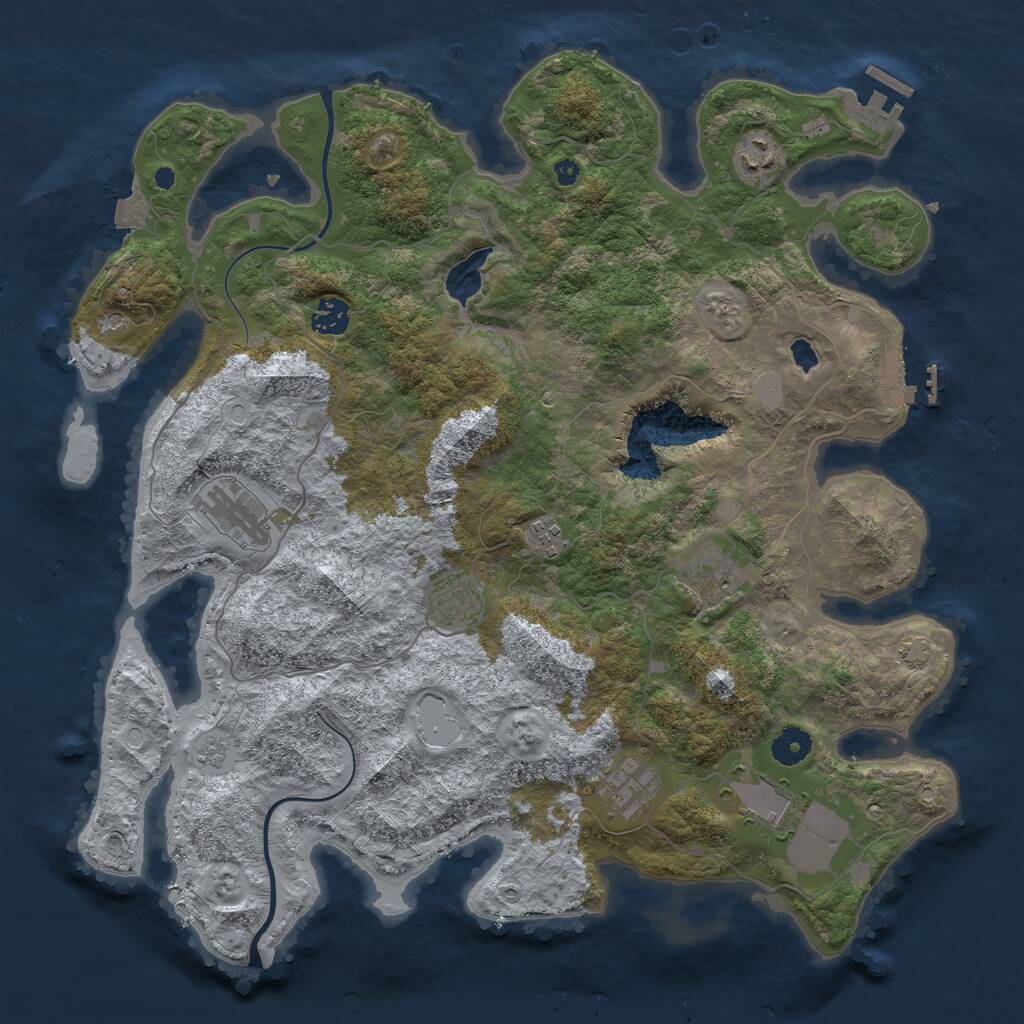 Rust Map: Procedural Map, Size: 4000, Seed: 531555567, 14 Monuments