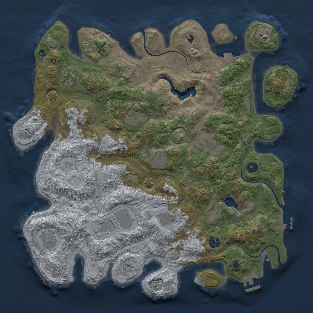 Rust Map: Procedural Map, Size: 4250, Seed: 165450610, 16 Monuments