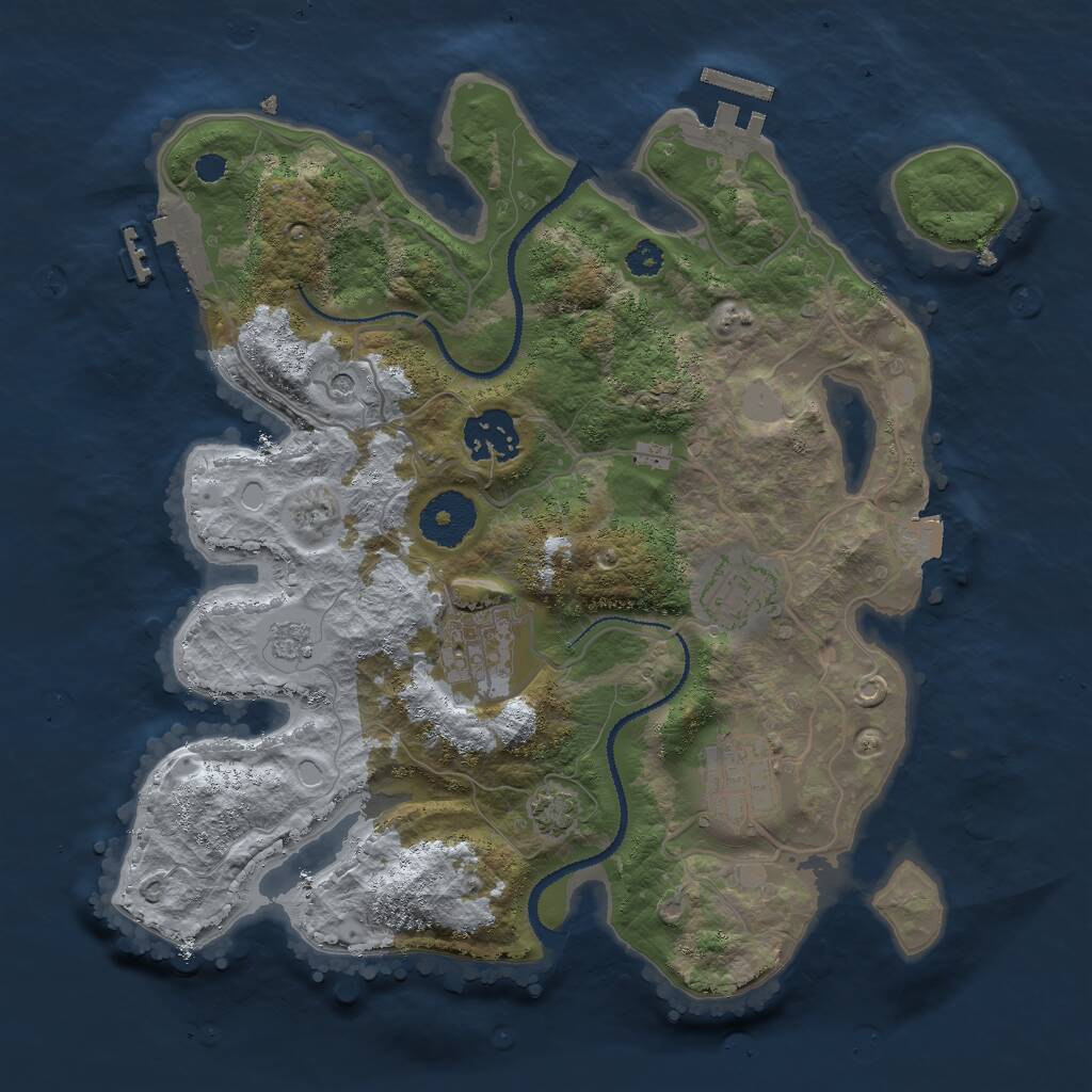 Rust Map: Procedural Map, Size: 3000, Seed: 3581, 10 Monuments