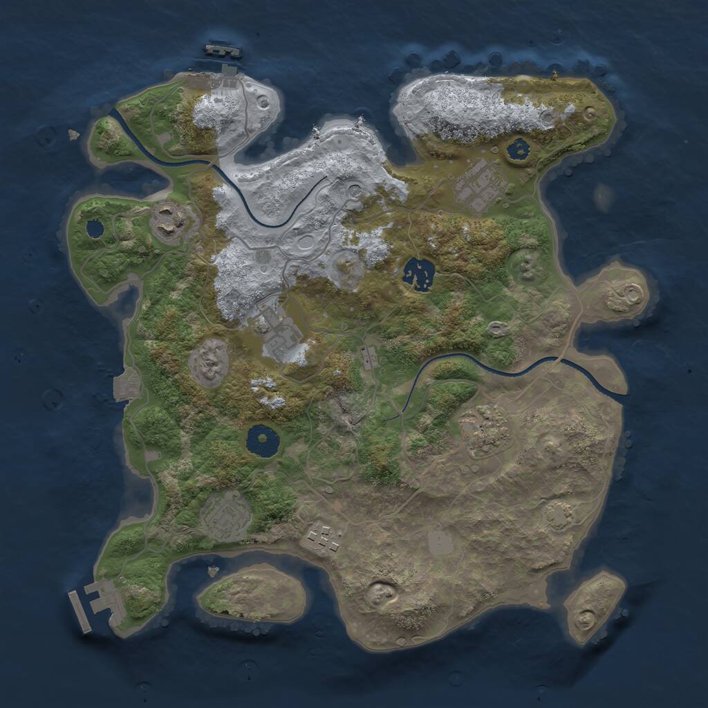 Rust Map: Procedural Map, Size: 3250, Seed: 1248485422, 12 Monuments