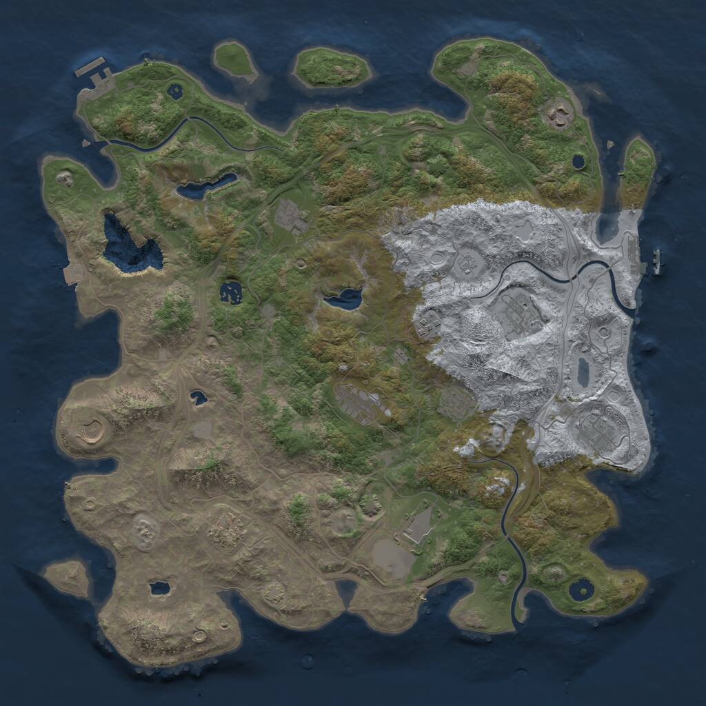 Rust Map: Procedural Map, Size: 4500, Seed: 2061316403, 17 Monuments