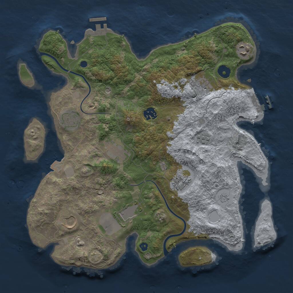 Rust Map: Procedural Map, Size: 3500, Seed: 1929869912, 15 Monuments