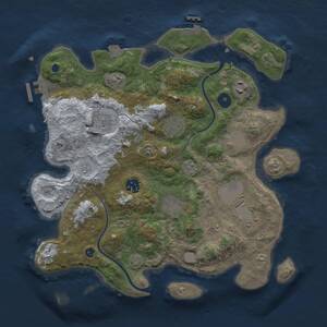 Thumbnail Rust Map: Procedural Map, Size: 3500, Seed: 1715188747, 14 Monuments