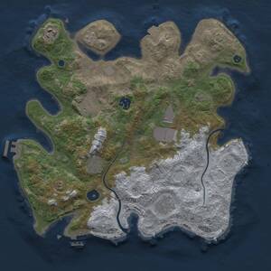 Thumbnail Rust Map: Procedural Map, Size: 3500, Seed: 1373408737, 14 Monuments