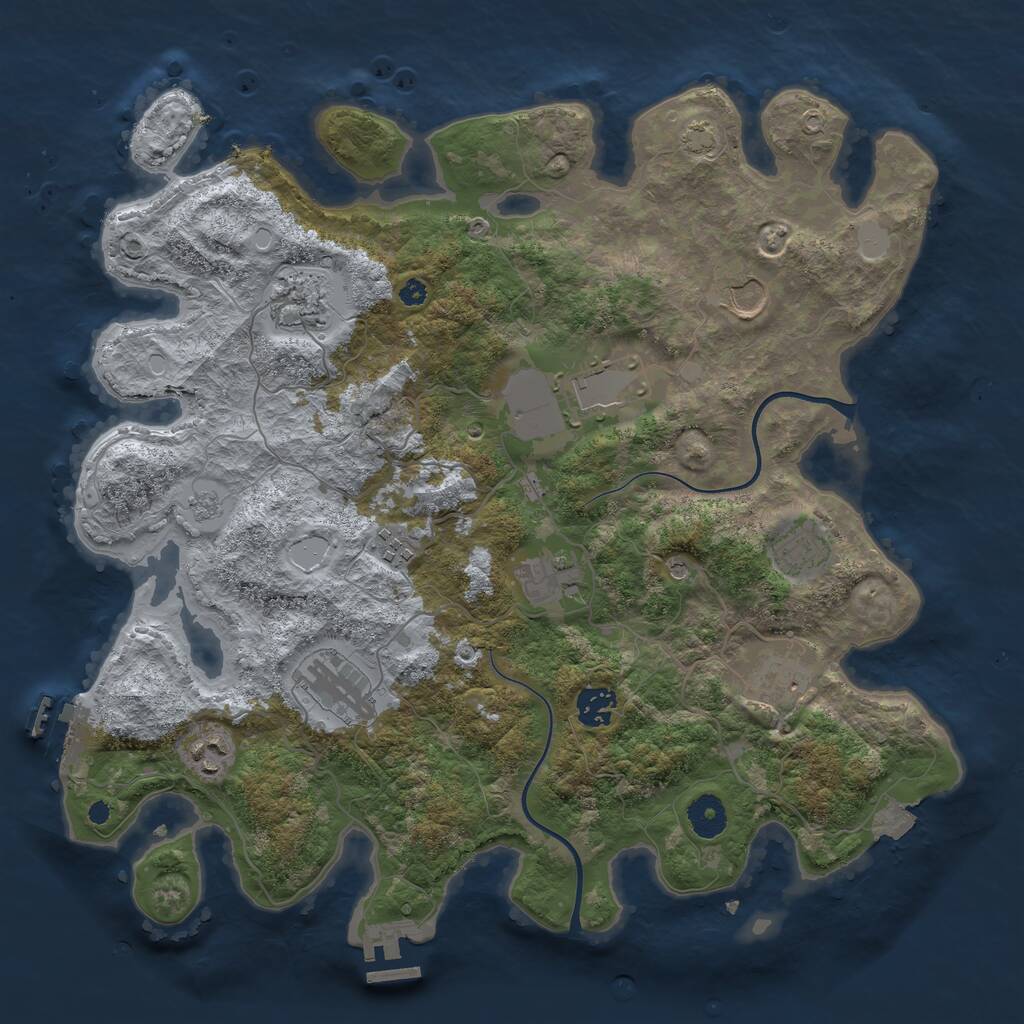 Rust Map: Procedural Map, Size: 3800, Seed: 1396222621, 16 Monuments