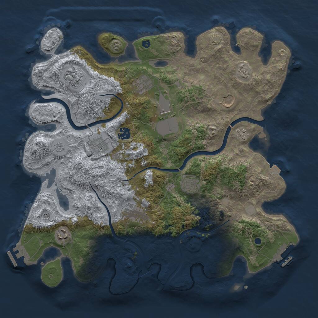 Rust Map: Procedural Map, Size: 3800, Seed: 1396222621, 16 Monuments