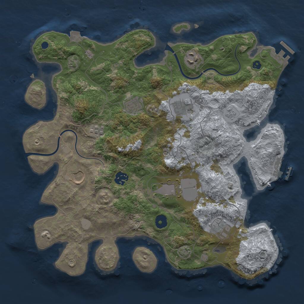 Rust Map: Procedural Map, Size: 3500, Seed: 1321339117, 14 Monuments