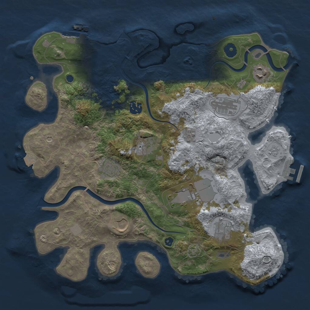 Rust Map: Procedural Map, Size: 3500, Seed: 1321339117, 15 Monuments