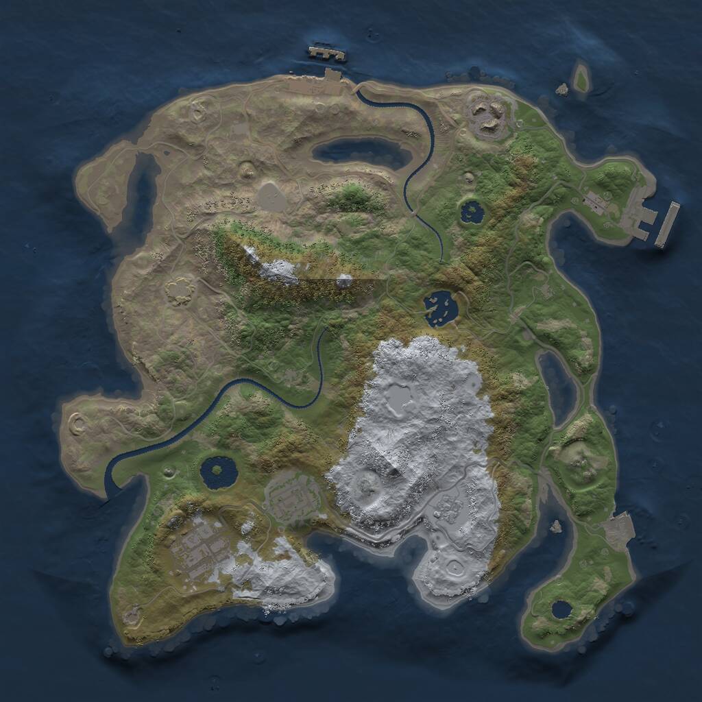 Rust Map: Procedural Map, Size: 3000, Seed: 16542, 9 Monuments