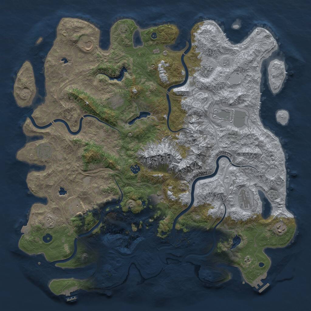 Rust Map: Procedural Map, Size: 5000, Seed: 39274, 17 Monuments