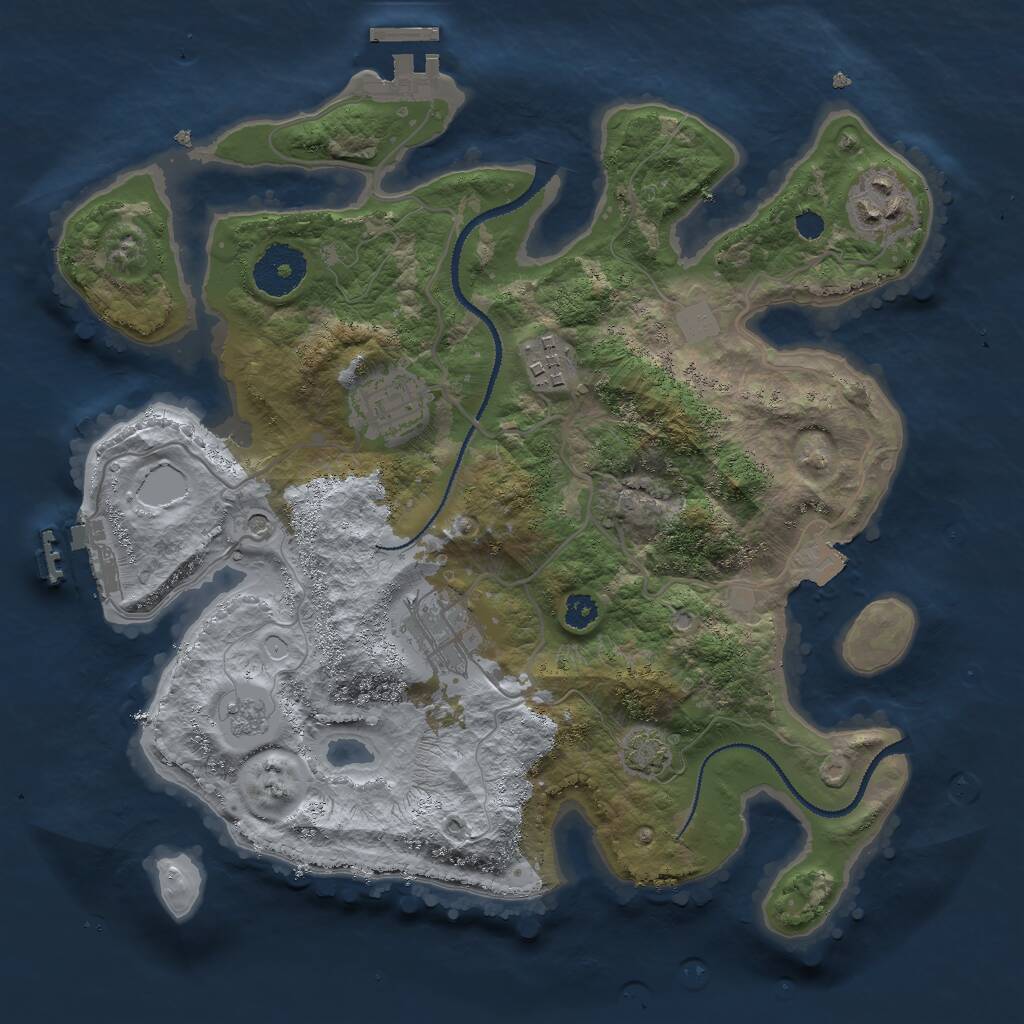 Rust Map: Procedural Map, Size: 3000, Seed: 16228, 10 Monuments