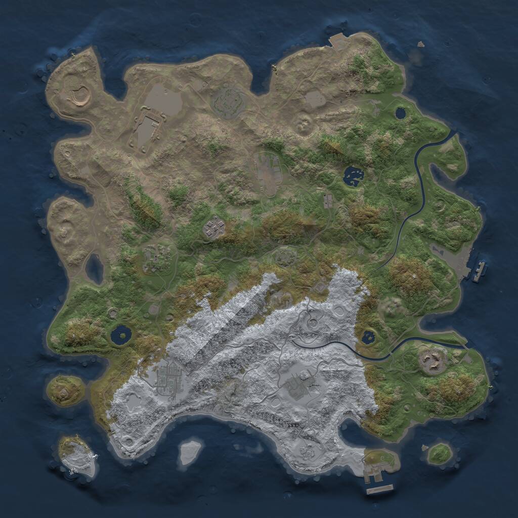 Rust Map: Procedural Map, Size: 3900, Seed: 120, 16 Monuments