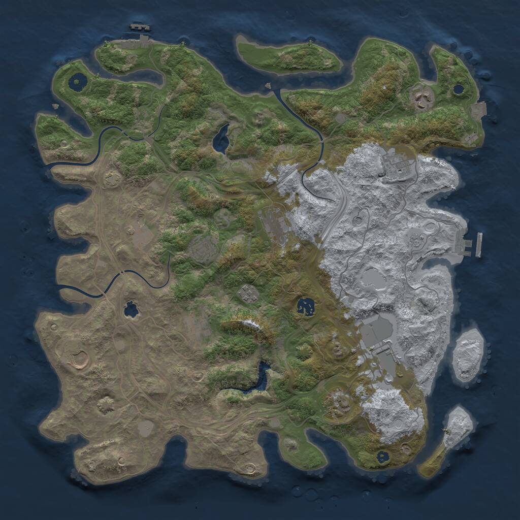 Rust Map: Procedural Map, Size: 4250, Seed: 113648664, 17 Monuments