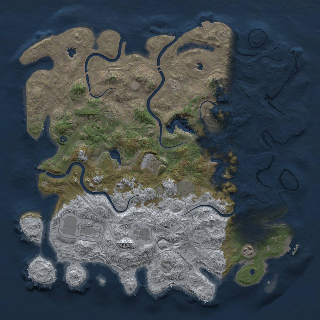 Rust Map: Procedural Map, Size: 4500, Seed: 952737001, 13 Monuments