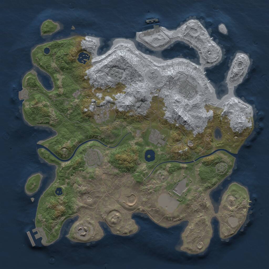 Rust Map: Procedural Map, Size: 3500, Seed: 214223664, 15 Monuments