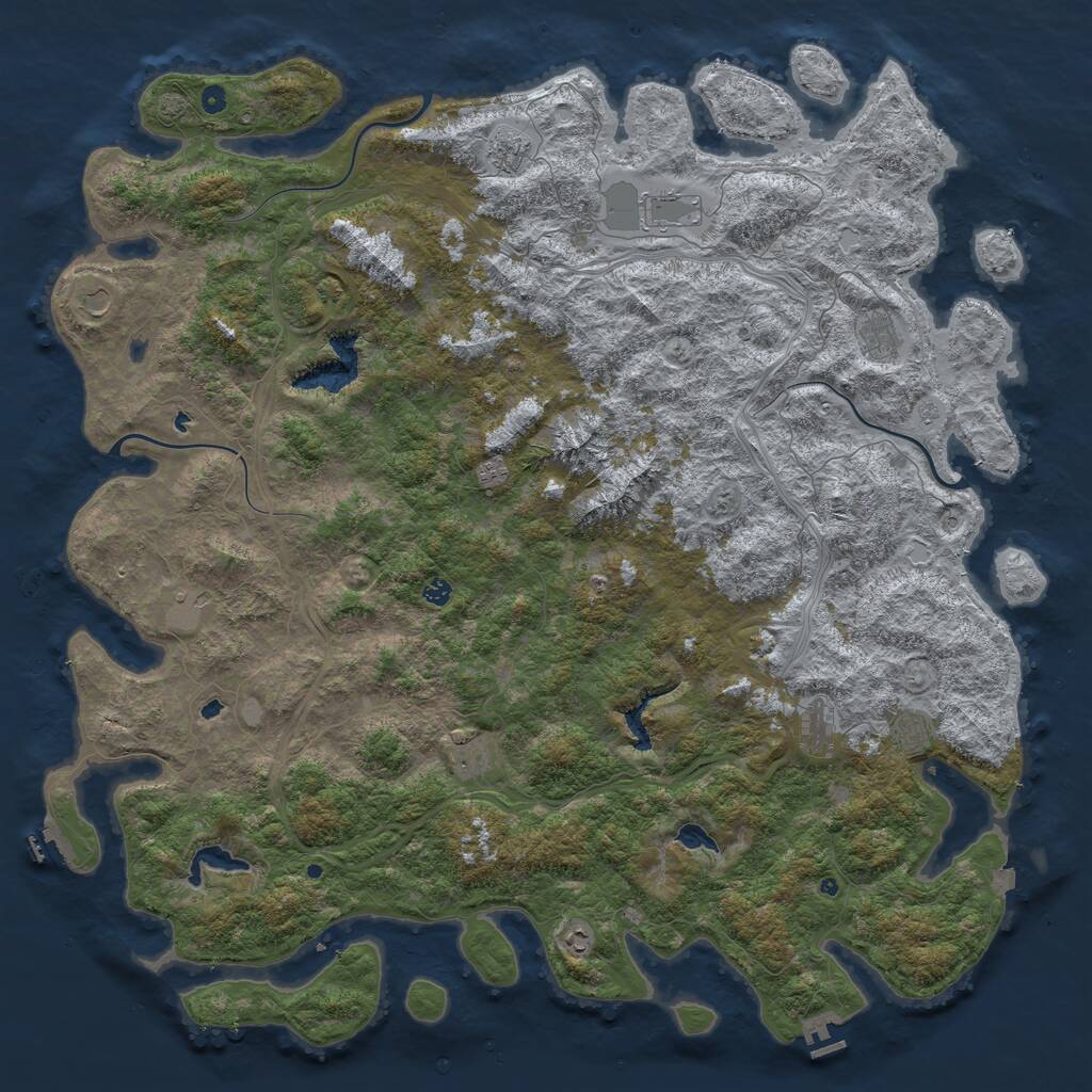 Rust Map: Procedural Map, Size: 6000, Seed: 579382318, 17 Monuments