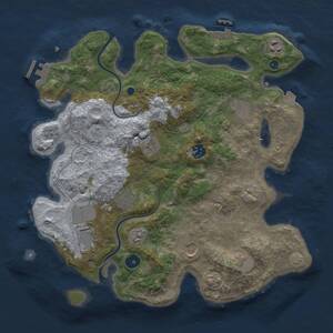 Thumbnail Rust Map: Procedural Map, Size: 3600, Seed: 990319, 14 Monuments