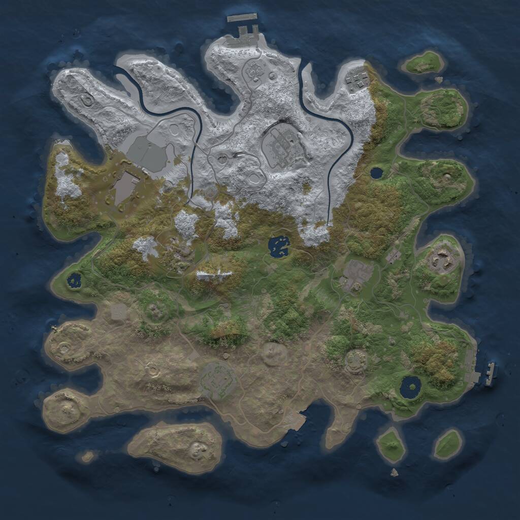 Rust Map: Procedural Map, Size: 3500, Seed: 47021, 14 Monuments