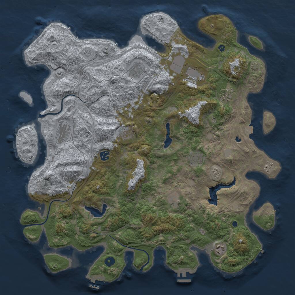 Rust Map: Procedural Map, Size: 4500, Seed: 1197692271, 16 Monuments